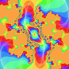 Pink red blue petals abstract background with rainbow