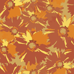 seamless abstract mixed hand drawn flowers pattern  background , greeting card or fabric