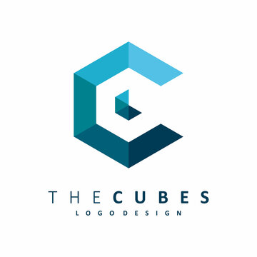 cube initial letter c logo design