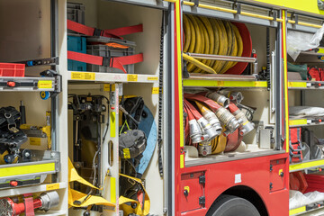 equipment inside a Fire Brigade fire engine