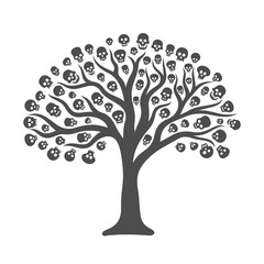 Surreal tree with skulls. Halloween illustration.