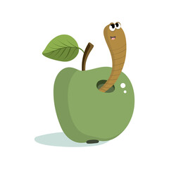 funny apple with cute warm, vector clipart, summer comic illustration good for card and print design