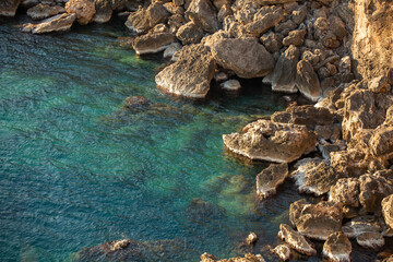 Cliffs and cliffs by the sea in Antalya Turkey
