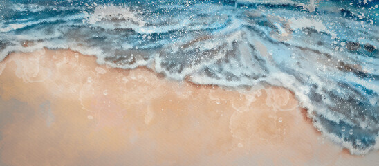Naklejka na ściany i meble Sea. Summer time. Watercolor background