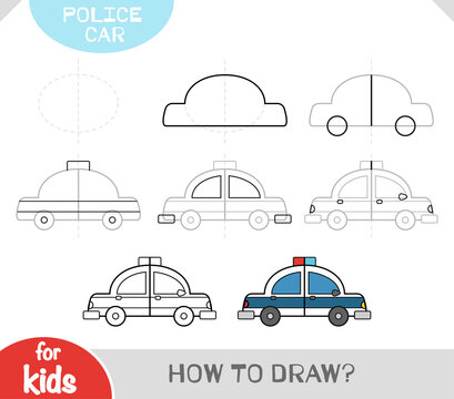 How To Draw Police Car For Children. Step By Step Drawing Tutorial