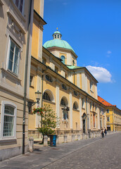 Fototapeta na wymiar Nicholas Church in Ljubljana, Slovenia