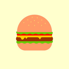 Simple flat illustration of a burger. Vector.