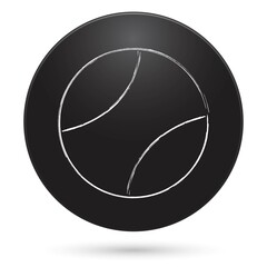 TENNIS icon, black circle button, vector illustration.