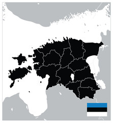 Black map of Estonia