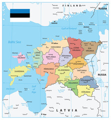 Obraz premium Estonia Administrative Divisions Map