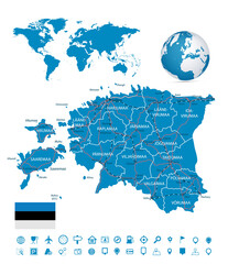 Fototapeta premium Estonia map and map navigation set
