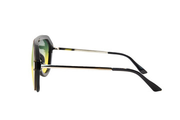 Polarized Sunglasses Oversized Conjoined Lens Sunglasses Women Big Flat black Frame with green gradient shades side view