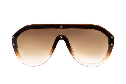 Polarized Sunglasses Oversized Conjoined Lens Sunglasses Women Big Flat brown Frame with brown gradient shades front view