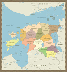 Estonia Retro Color Map
