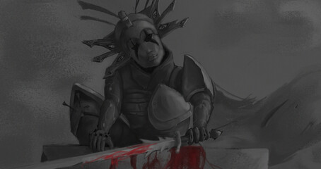 A terrible and dangerous guard who caught another victim and is now waiting for the next one