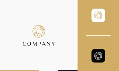 Beauty woman hair logo design illustration template. Premium Vector