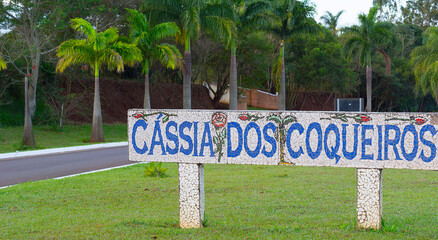 Mosaic of the entrance of the city "Cassia dos Coqueiros" Sao Paulo Brazil