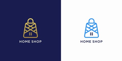 Shop house logo with line art style