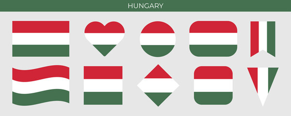 Flag of Hungary. Icon set vector illustration. Design template