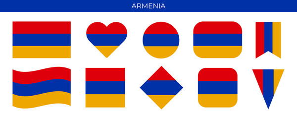 Flag of Armenia. Icon set vector illustration. Design template