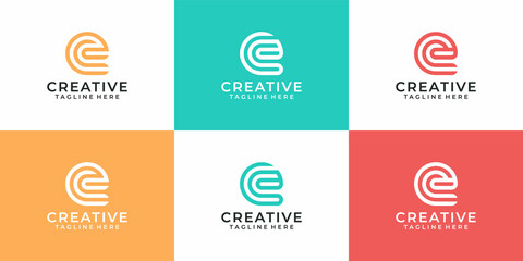 Creative initial letter e logo vector design collection