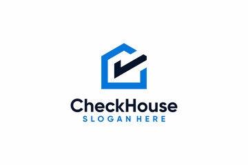 Check house creative brand identity real estate logo design