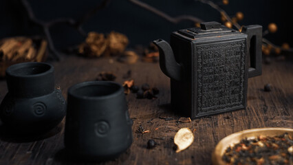 Chinese tea ceremony ancient vintage clay Chinese teapot classical traditional style