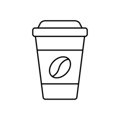 Disposable coffee cup icon vector illustration in outline style