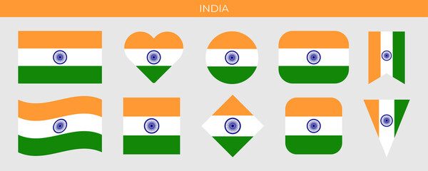 Flag of India. Icon set vector illustration. Design template