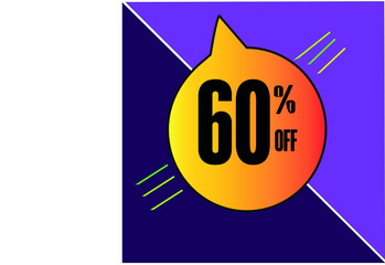 60% percent with orange ball, lilac background for promotion.