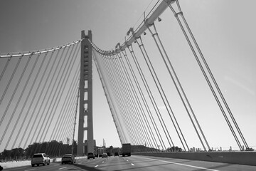 crossing the bay bridge in San Francisco direction Oakland