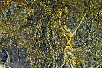 Water and rock abstract.  Stream flowing over metamorphic rocks 