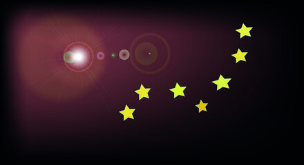 Yellow shooting stars shine, red background for background and wallpaper.