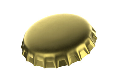 Realistic metal beer bottle cap, alcoholic drink. 3d render.