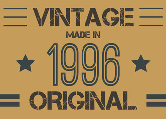 Vintage made in 1996 year original. Commemorative vector for anniversary date.