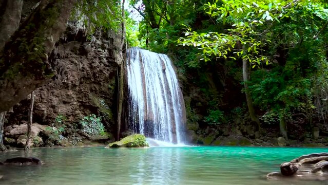 Erawan waterfall beautiful nature in Thailand