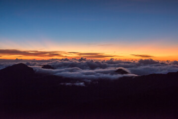 Sunrise over the crater of Mount Haleakala, Maui, HI.