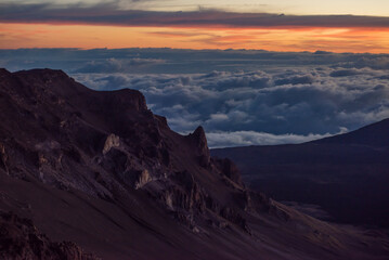 Sunrise over the crater of Mount Haleakala, Maui, HI.