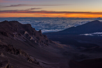 Sunrise over the crater of Mount Haleakala, Maui, HI.