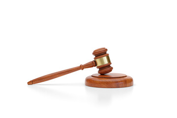 Wooden gavel isolated on white background. Justice concept.