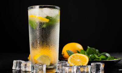 Cold drink made from lemon and mint.