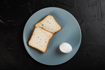 Food crisis. Bread and egg on a plate