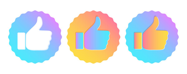 Vector set icons of like button. Vector set  banners of human hand in trendy colors.