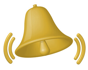 Notification golden bell. Gold subscribe symbol.