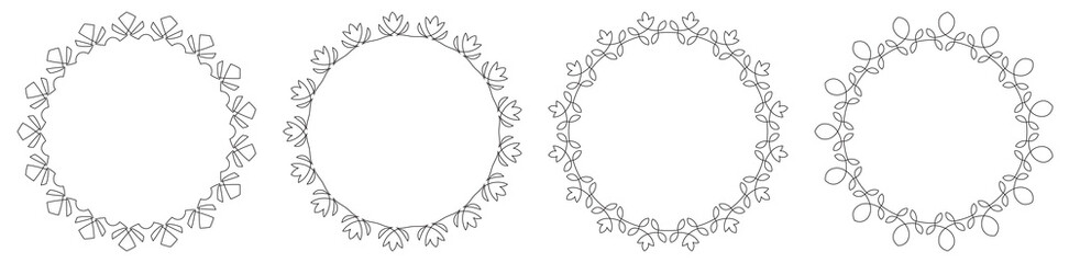Set of 6 very simple round frames with fully editable stroke width