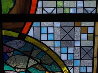 A part of the stained glass of St. Mary's church, Tallinn Estonia 