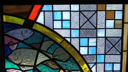 A part of a stained glass window at St. Mary's Cathedral, Tallinn Estonia