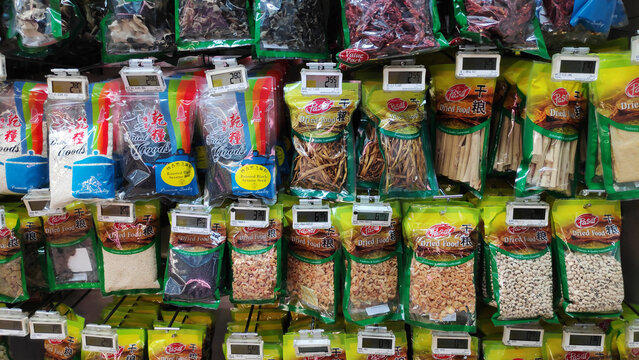 Spices and dried foods for sale at local Market