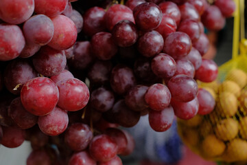 Grapes - Grapes in baskets in bulk. Close-up detail of grapes