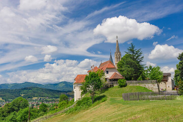 The pilgrimage Church Maria Strassengel, a 14th century Gothic church in the town of Judendorf Strassengel near Graz, Steiermark region, Austria